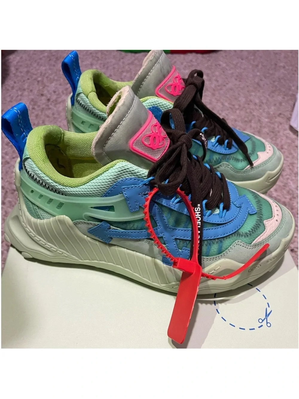 Off-White Multicolor Sneakers in Blue, Green & Pink